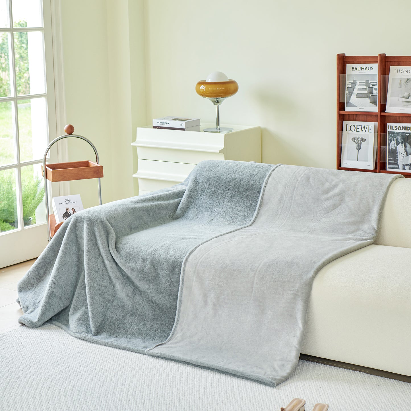 Faux Rabbit Fur Smooth Plush Comfy Couch Covers, Soft Thicked Durable Blankets and Throws for Sofas