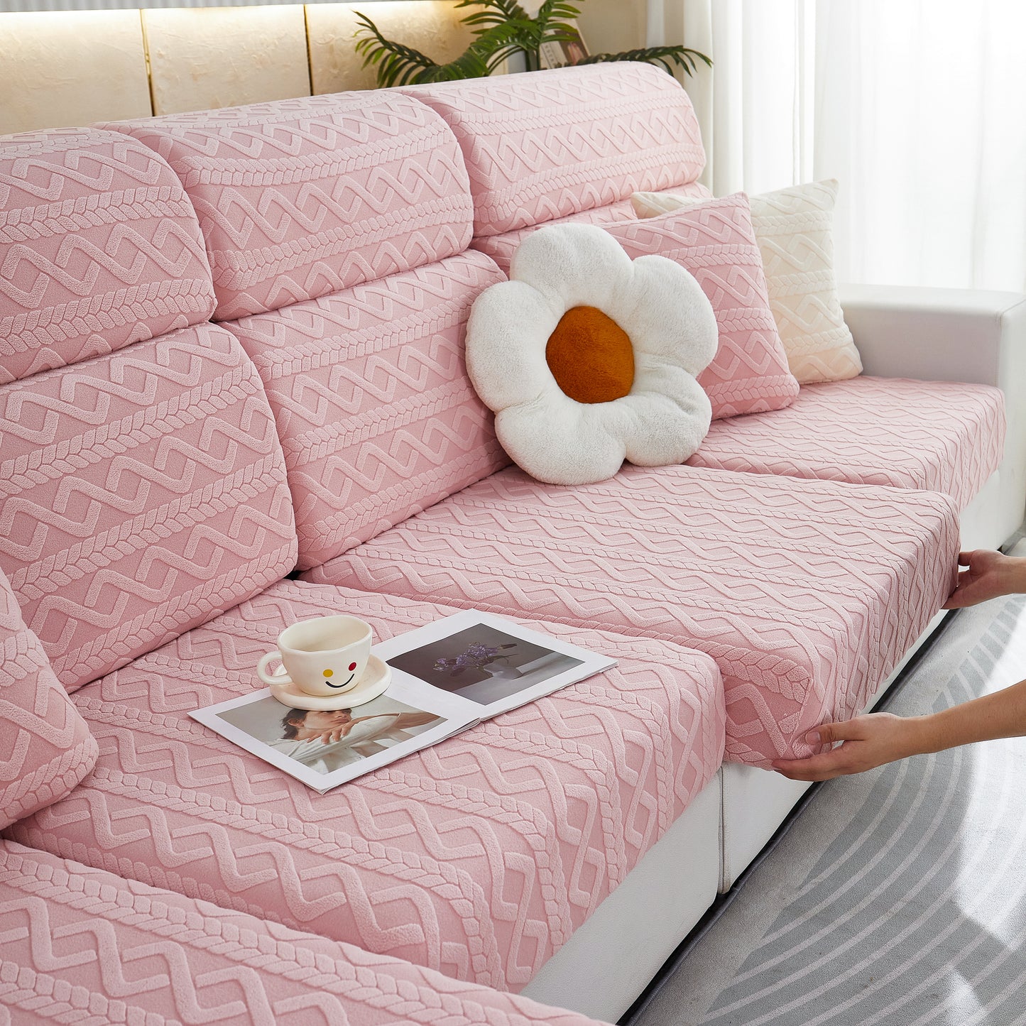 Stretch Couch Seat Cushion Covers, Sofa Slipcover Sofa Cover Soft Flexibility with Elastic Bottom