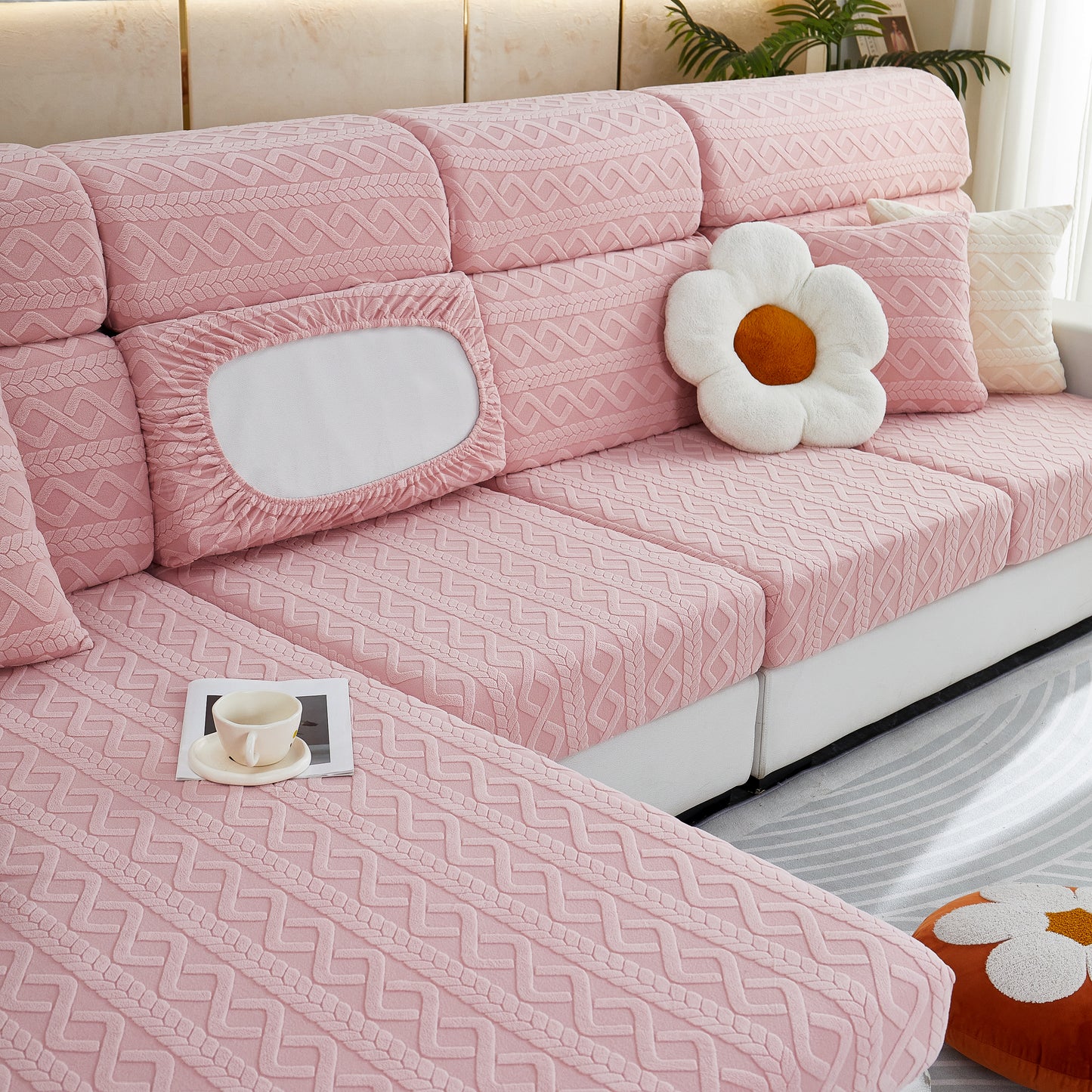 Stretch Couch Seat Cushion Covers, Sofa Slipcover Sofa Cover Soft Flexibility with Elastic Bottom