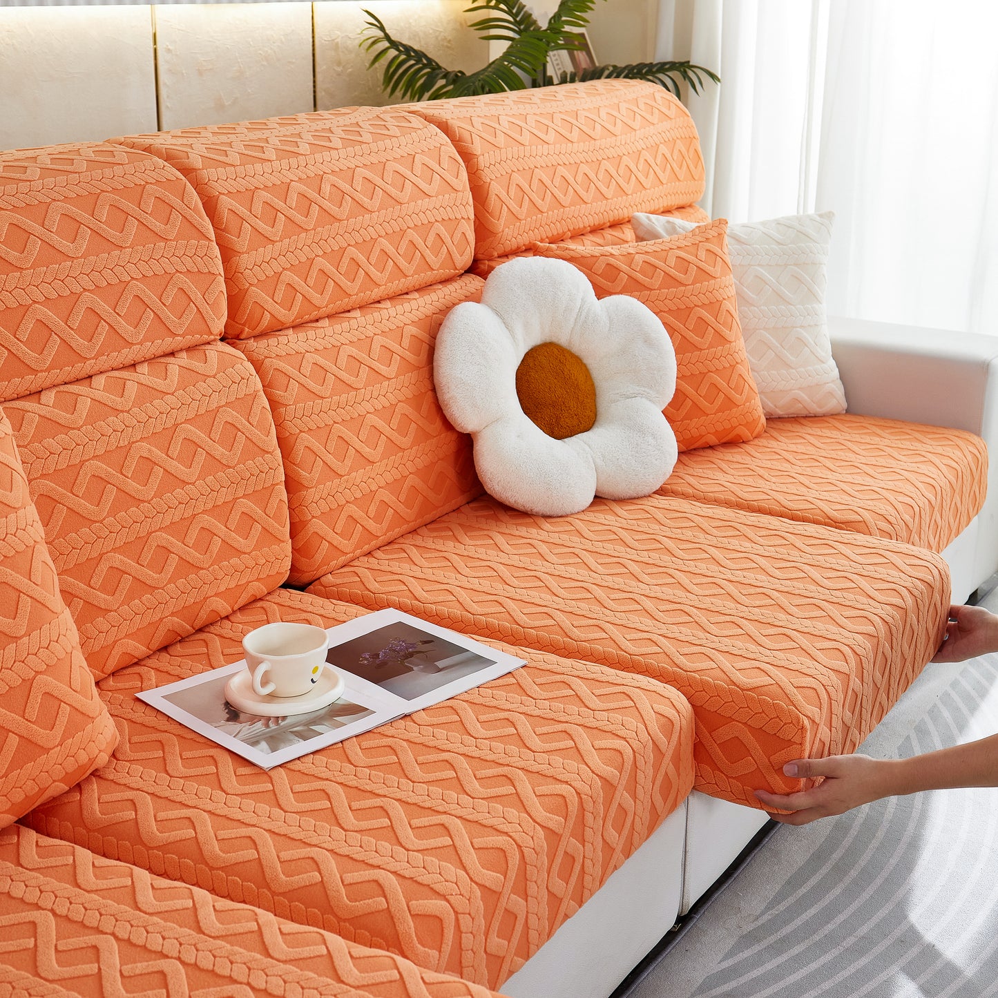 Stretch Couch Seat Cushion Covers, Sofa Slipcover Sofa Cover Soft Flexibility with Elastic Bottom