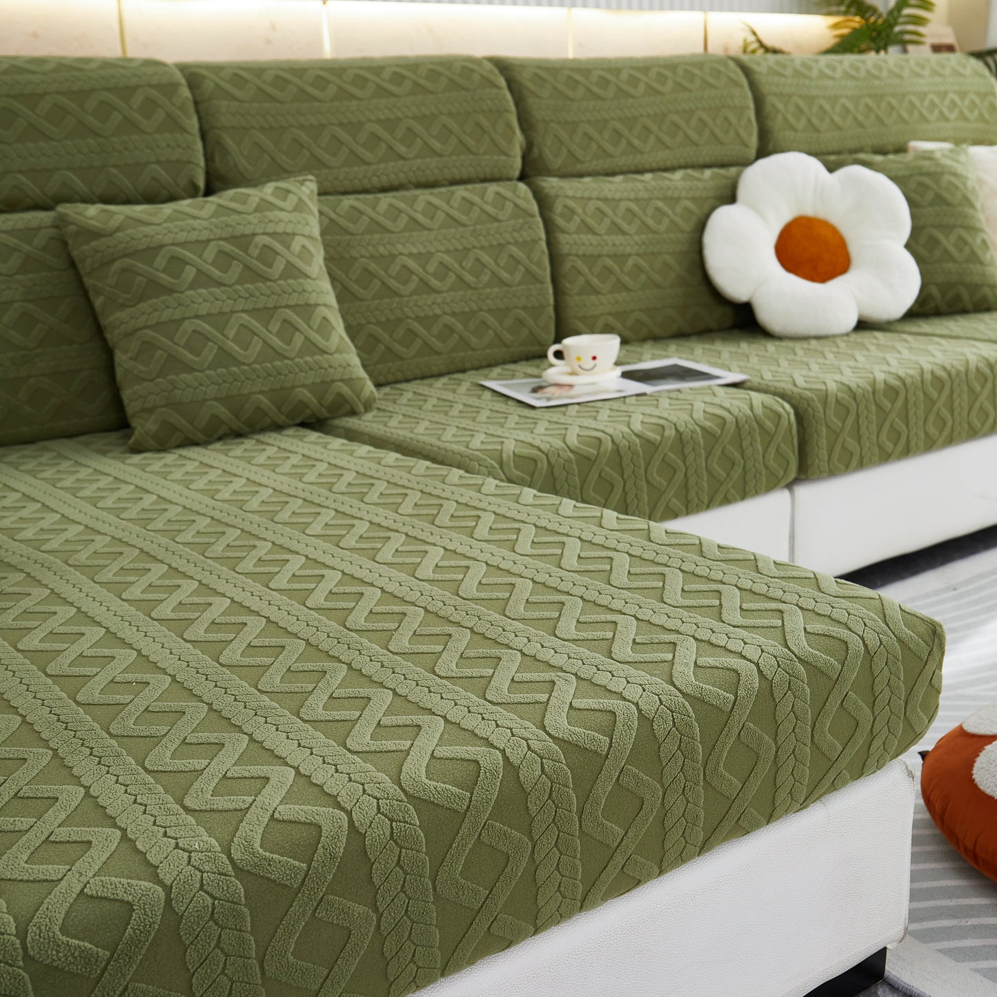 Stretch Couch Seat Cushion Covers, Sofa Slipcover Sofa Cover Soft Flexibility with Elastic Bottom