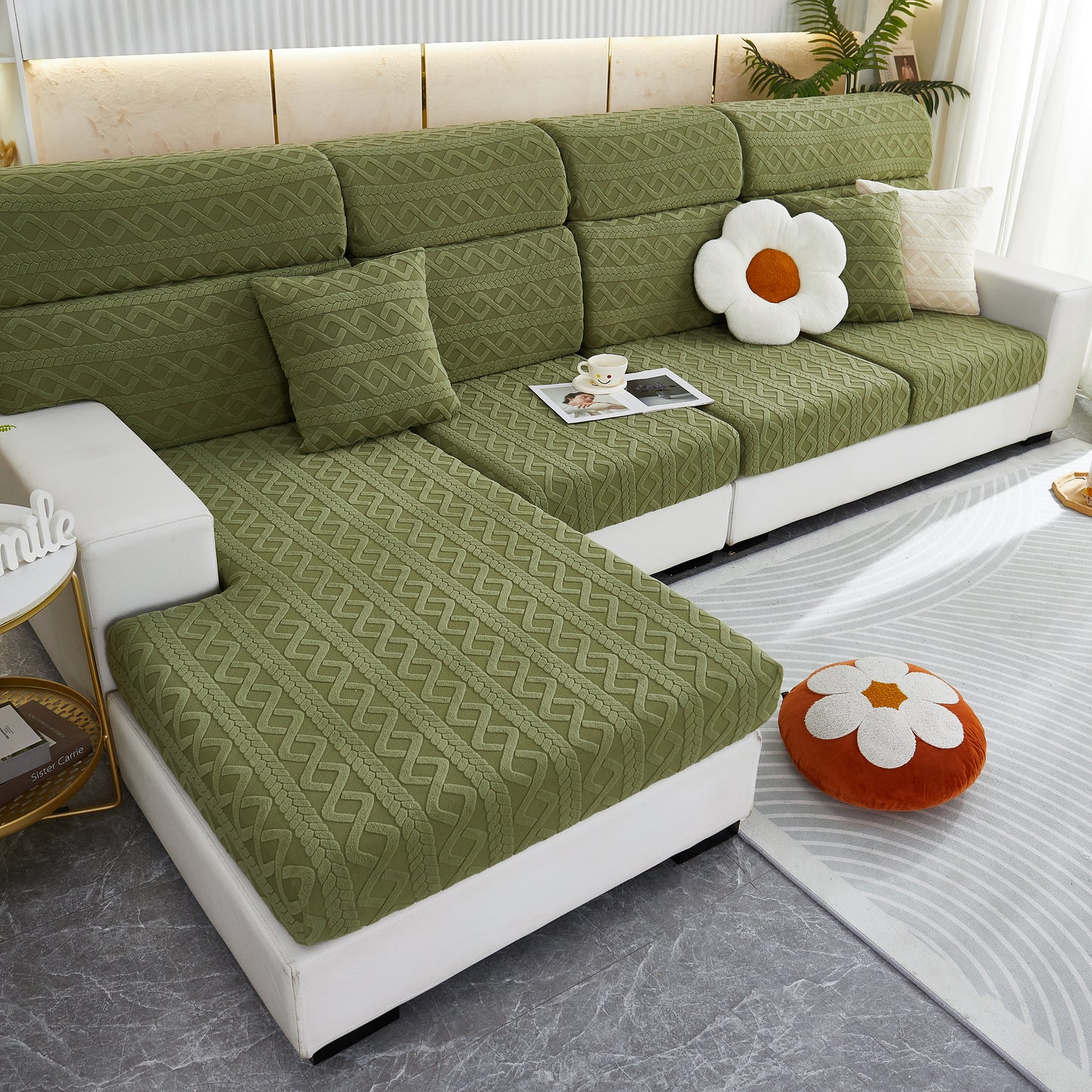 Stretch Couch Seat Cushion Covers, Sofa Slipcover Sofa Cover Soft Flexibility with Elastic Bottom