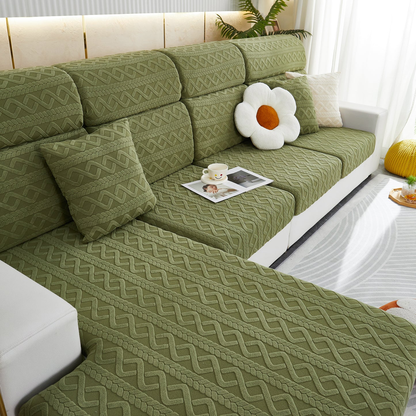 Stretch Couch Seat Cushion Covers, Sofa Slipcover Sofa Cover Soft Flexibility with Elastic Bottom