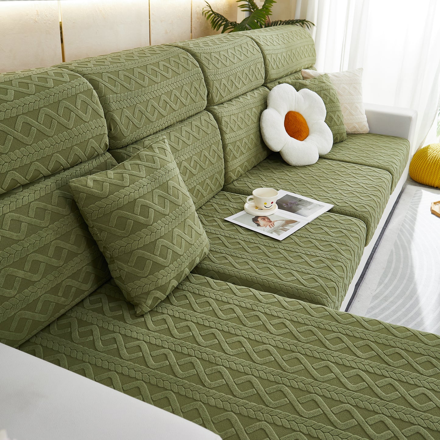 Stretch Couch Seat Cushion Covers, Sofa Slipcover Sofa Cover Soft Flexibility with Elastic Bottom