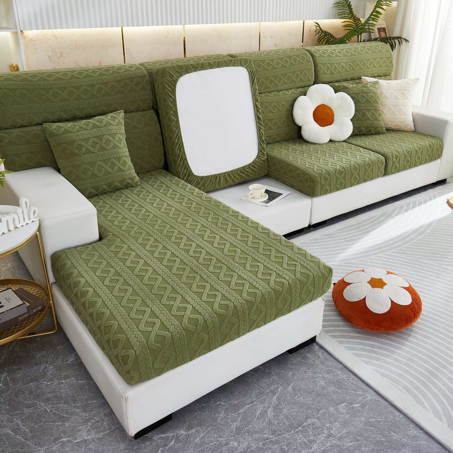 Stretch Couch Seat Cushion Covers, Sofa Slipcover Sofa Cover Soft Flexibility with Elastic Bottom