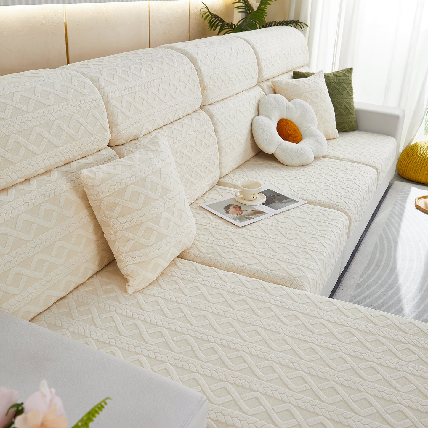 Stretch Couch Seat Cushion Covers, Sofa Slipcover Sofa Cover Soft Flexibility with Elastic Bottom