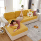 Sunflower Jacquard Fleece Stretchable Cushion Cover, Non-Slip Furniture Covers for Pets, L Shaped Couch Cushion Covers