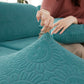 Sunflower Jacquard Fleece Stretchable Cushion Cover, Non-Slip Furniture Covers for Pets, L Shaped Couch Cushion Covers