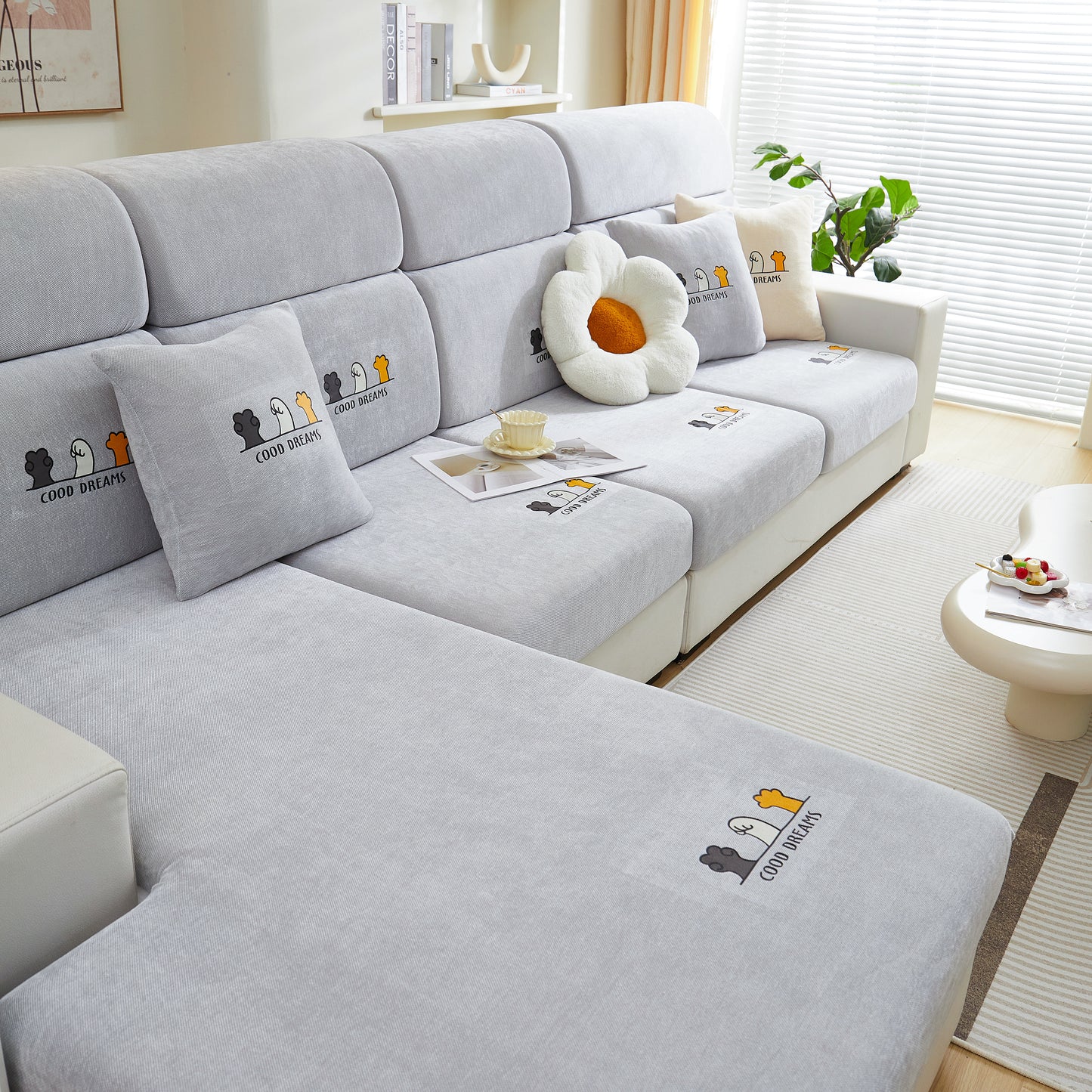 Super Stretch Seat Cushion/Couch Slipcover, Solid Couch Cushion Covers Washable Furniture Protector