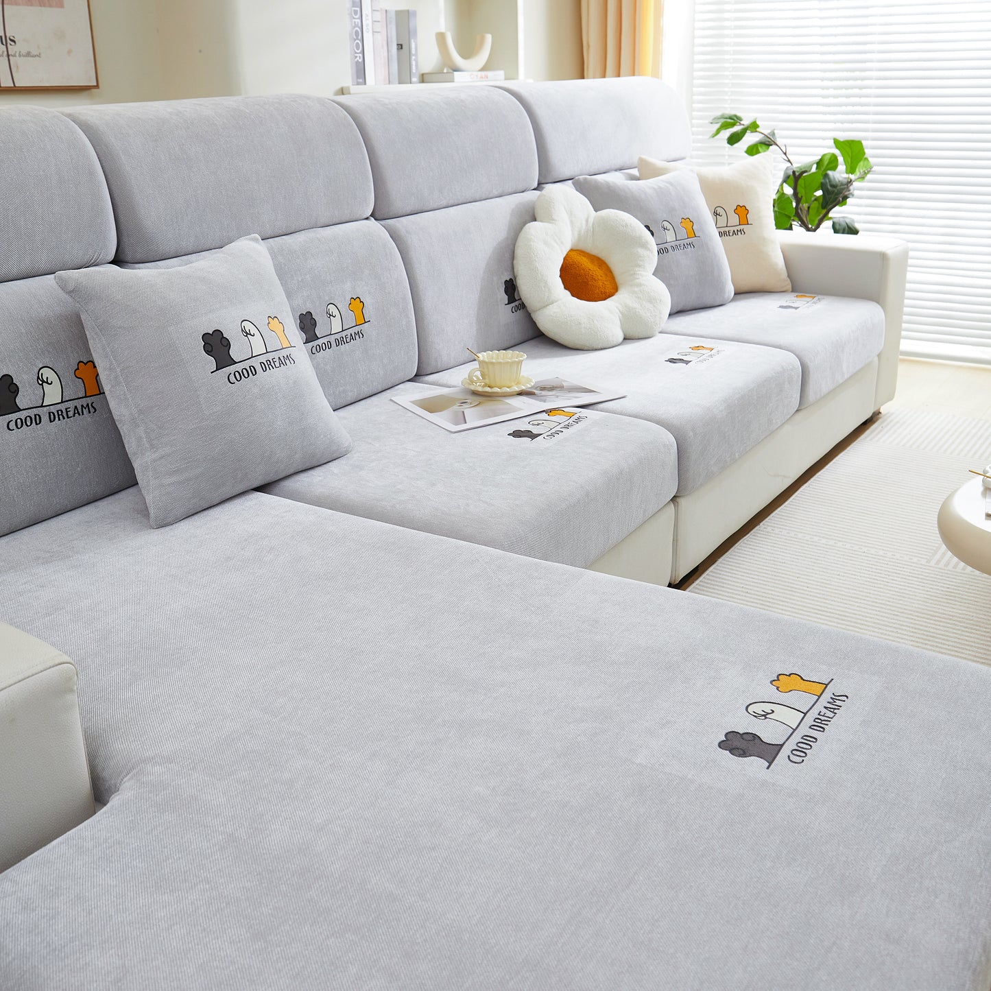 Super Stretch Seat Cushion/Couch Slipcover, Solid Couch Cushion Covers Washable Furniture Protector