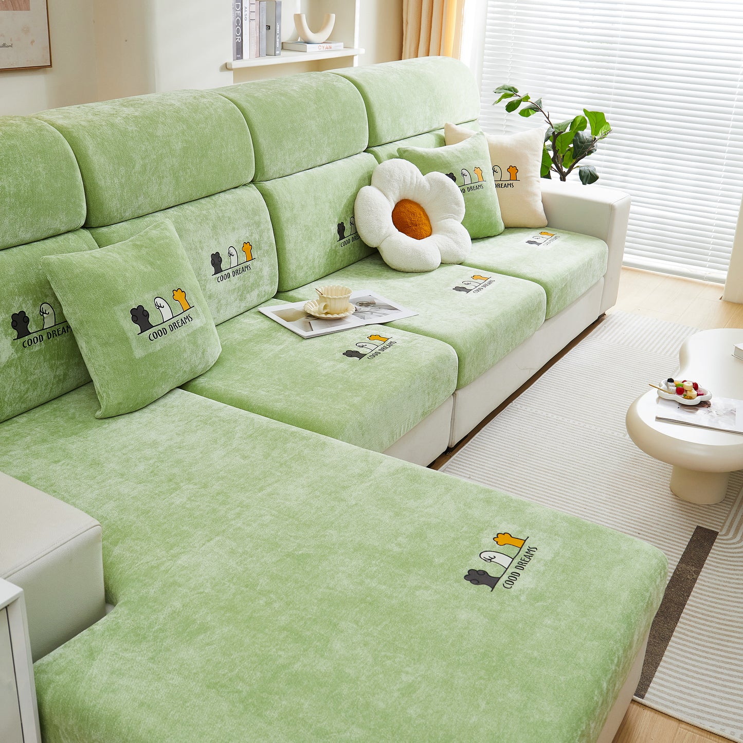 Super Stretch Seat Cushion/Couch Slipcover, Solid Couch Cushion Covers Washable Furniture Protector