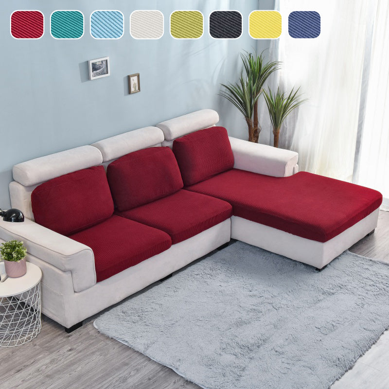 Elastic L-Shaped Sofa Slipcover for Living Room, Velvet Plush Couch Covers for Chaise Longue Seats