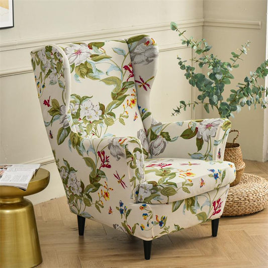 KAS Funda para sillón orejero con Estampado Floral nórdico de Spandex elástico con Fundas para Cojines de Asiento extraíbles Fundas de sofá relajantes para sillones