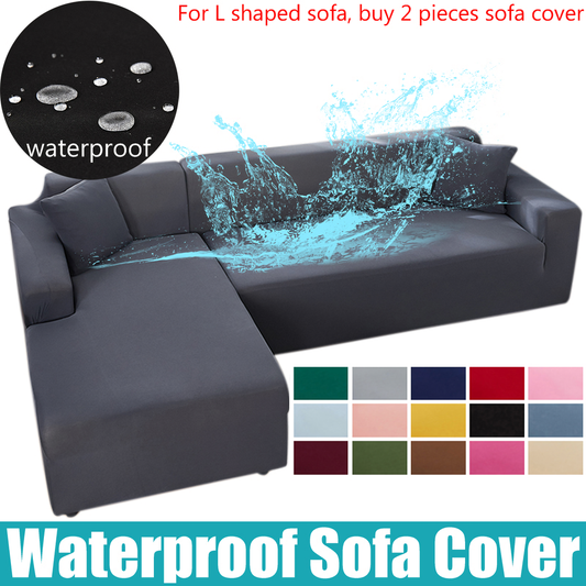 Funda de sofá impermeable para sala de estar, funda de sofá esquinero elástica sólida en forma de L, se adapta a sofá, sillón y sofá de 1/2/3/4 plazas